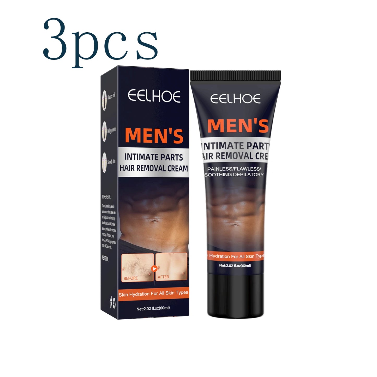 Eelhoe Men's Hair Removal Cream – Chest, Armpit & Legs 60ml