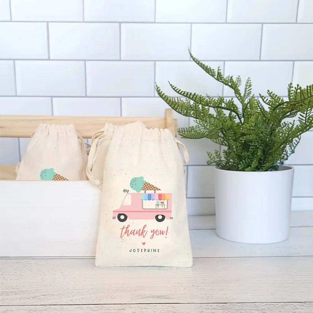 Personalized Ice Cream Truck Party Favor Bags – Set of 4