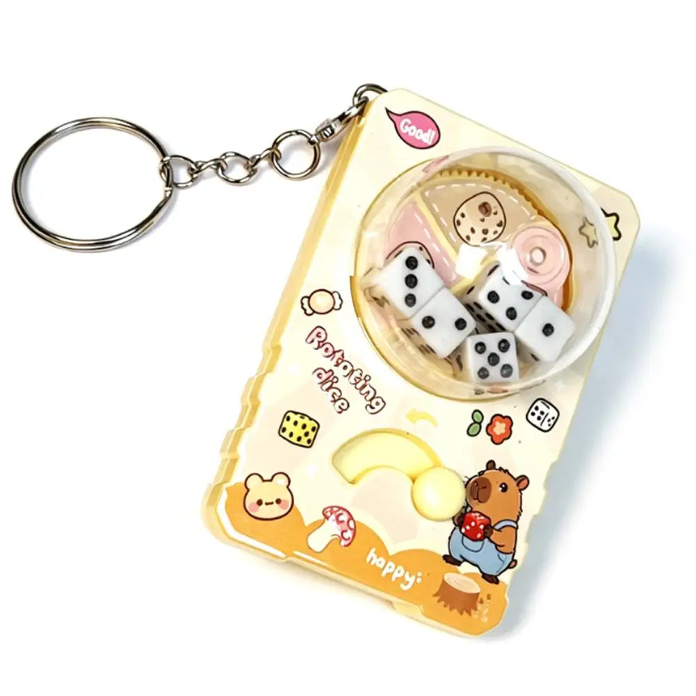 Cute Cartoon Rotating Dice Game Keychain Stress Relief Toy Manual