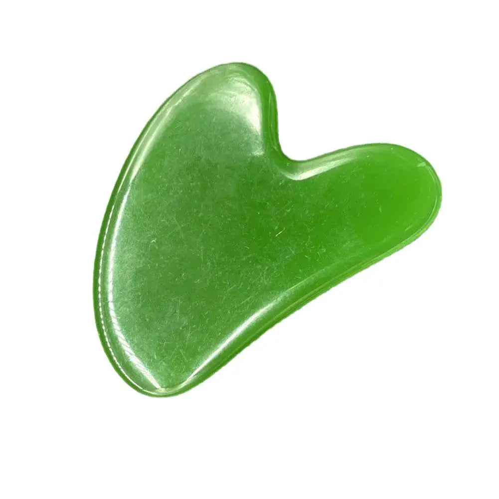 Natural Resin Gua Sha Facial Scraper Massager - Eye, Nose, and Face Care Tool - Skin Care Beauty SPA Gouache Tool Peaceful Pleasures Health and Wellness Heart Green