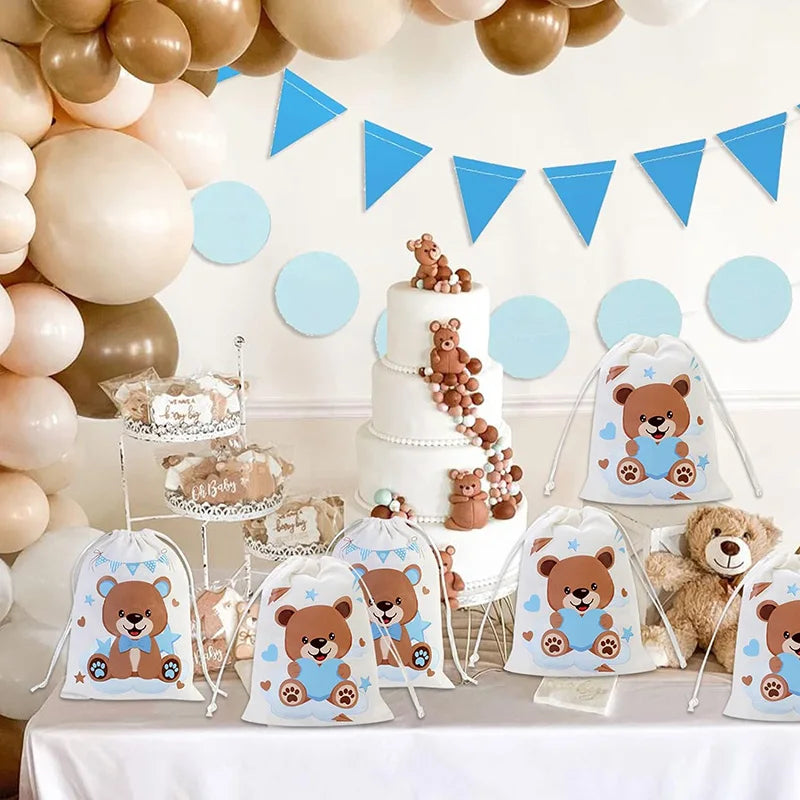 5-Pack Teddy Bear Candy Gift Bags – Birthday & Baby Shower