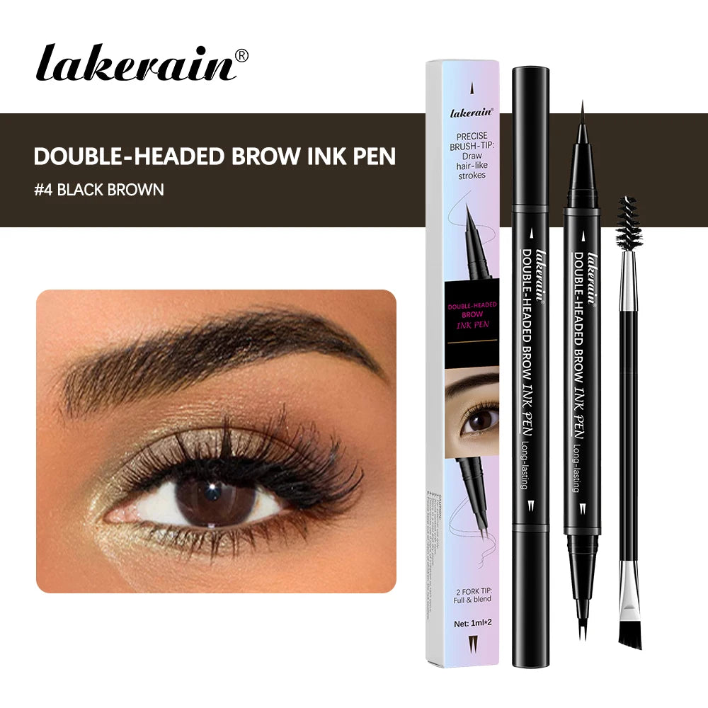 5 Colors Double-headed Brow Ink Eyebrow Pen 2 Fork Eyebrow Pencil Waterproof Liquid Eyebrow Pencil Long Lasting Women Cosmetics Peaceful Pleasures Health and Wellness 04
