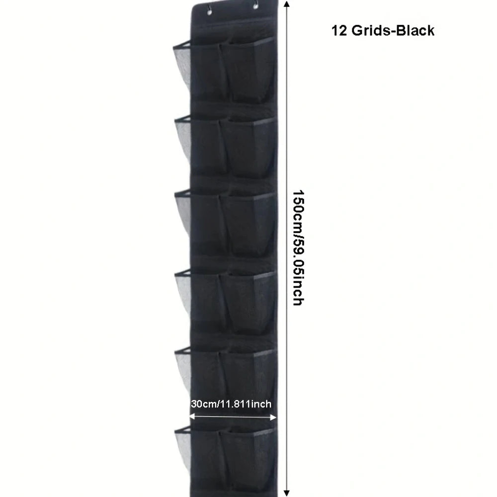 Over the Door Shoe Organizer – 24 Large Mesh Pockets Door Shoe Organizer Peaceful Pleasures Health and Wellness 12 Grids-Black