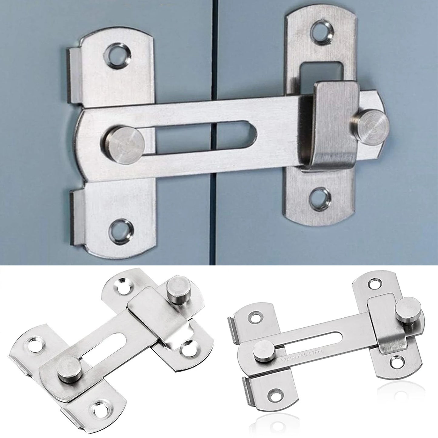 Stainless Steel Child Safety Cabinet Locks Sliding Door Snap Lock Durable Door Latch for Window Cabinet Fitting Room Peaceful Pleasures Health and Wellness