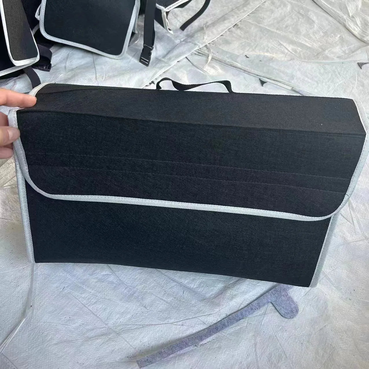 Canvas Car Trunk Organizer Box with Felt Cloth Interior