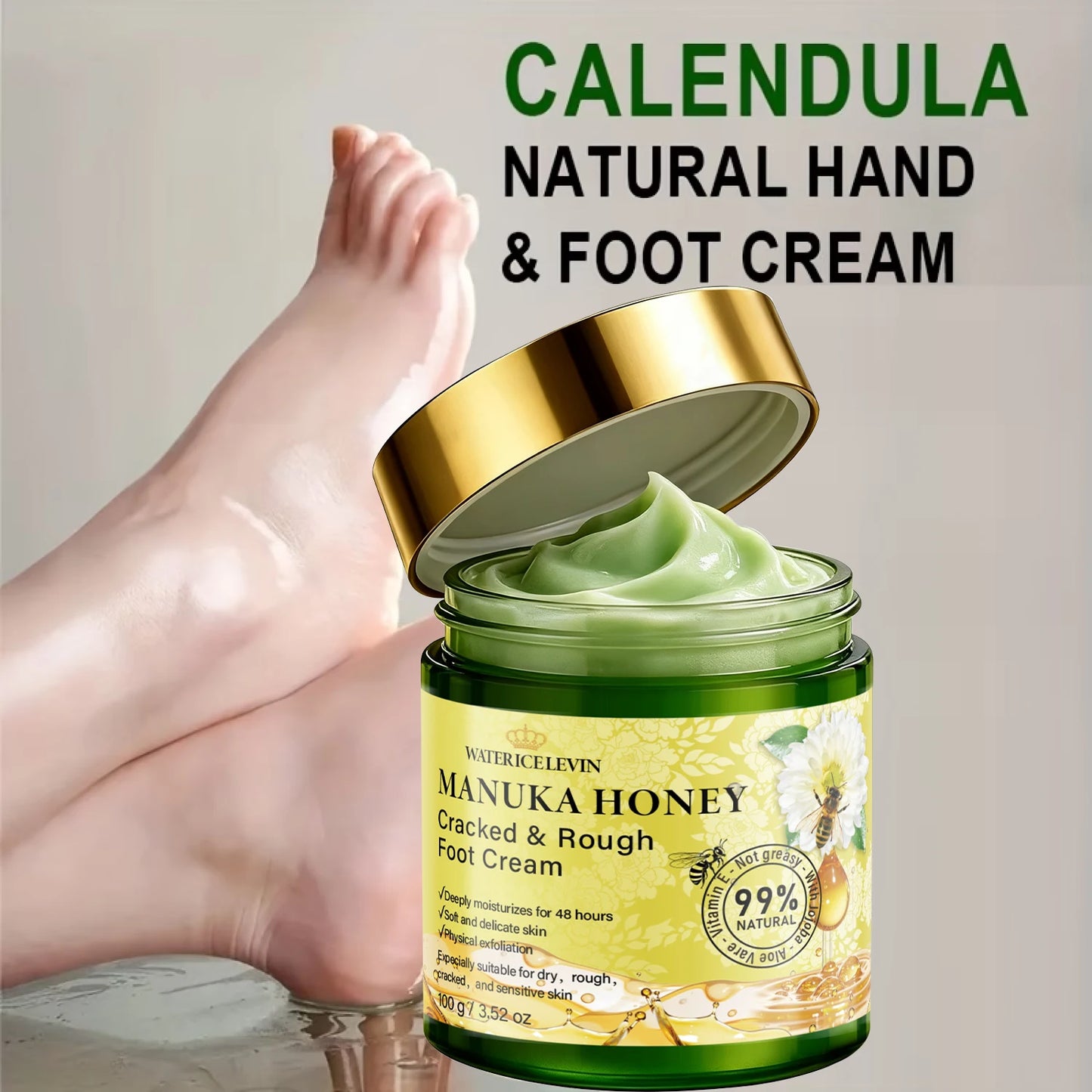 Manuka Honey Foot Cream – Hydrating & Softening, 100g Foot Care Cream Peaceful Pleasures Health and Wellness