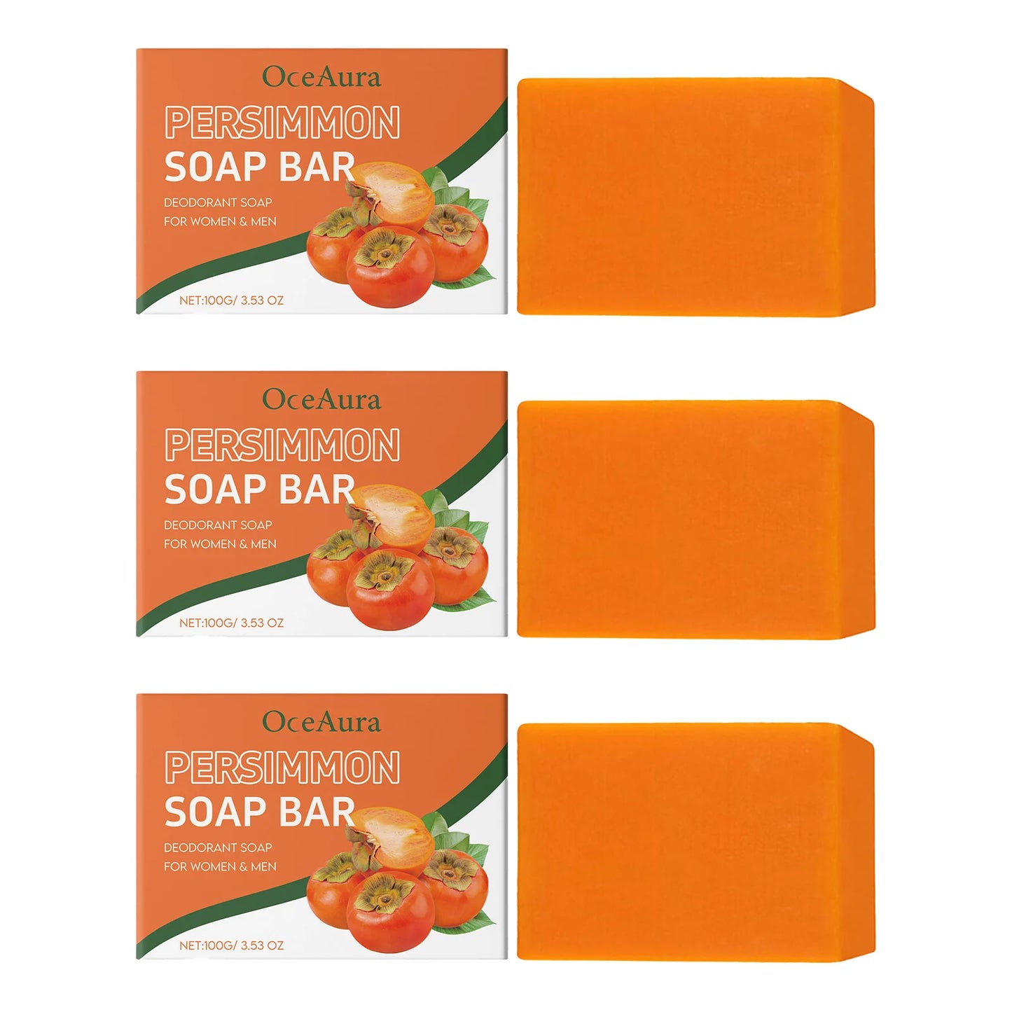 OceAura Persimmon Exfoliating Soap Bar – Moisturizing 100g
