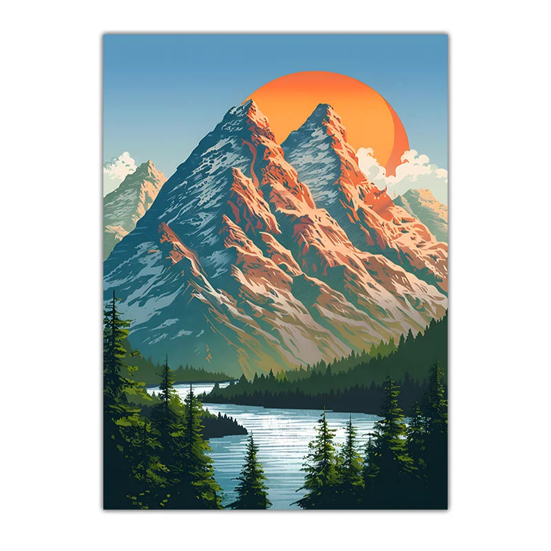 Mountain Landscape Canvas Wall Art | Modern Poster Print Canvas Wall Art Peaceful Pleasures Health and Wellness 03 20x25cm No Frame China Mainland