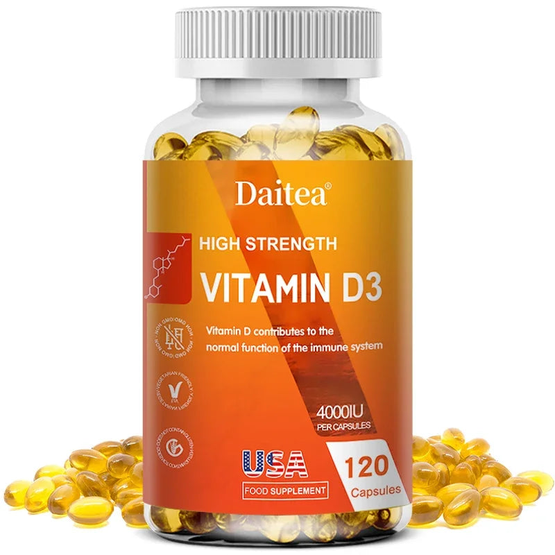 Vitamin D3 Capsules 4000IU Provide Immune, Bone Support, Promote Calcium Absorption, Promotes Muscle Health, Nervous System Peaceful Pleasures Health and Wellness 120 count-1 bottle