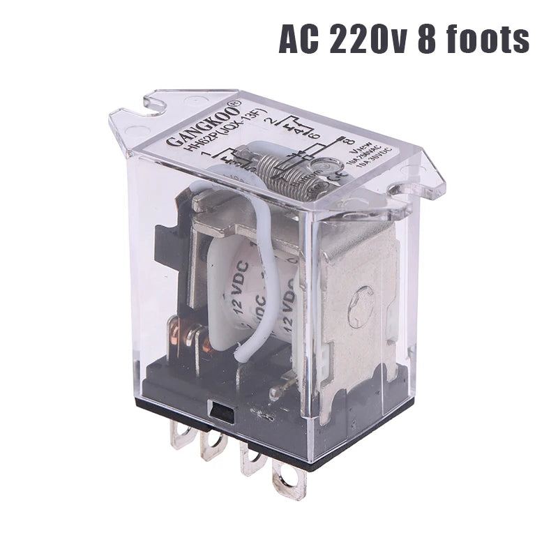 JQX-13F HH62P High Power Relay Coil General DPDT Micro Mini Electromagnetic Relay Switch With Socket Base AC220V DC12V24V Peaceful Pleasures Health and Wellness AC 220v 8 foots