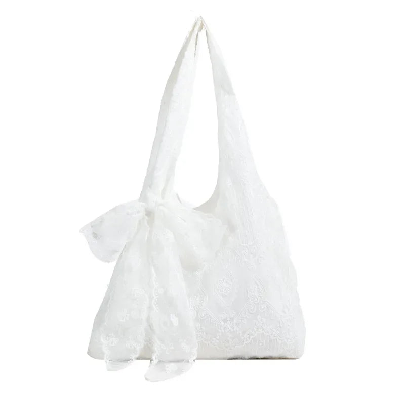 Retro Lace Flower Women's Canvas Shoulder Bag Large Capacity Gentle Ladies Tote Vest Bag Summer Travel Underarm Bag Handbags Peaceful Pleasures Health and Wellness