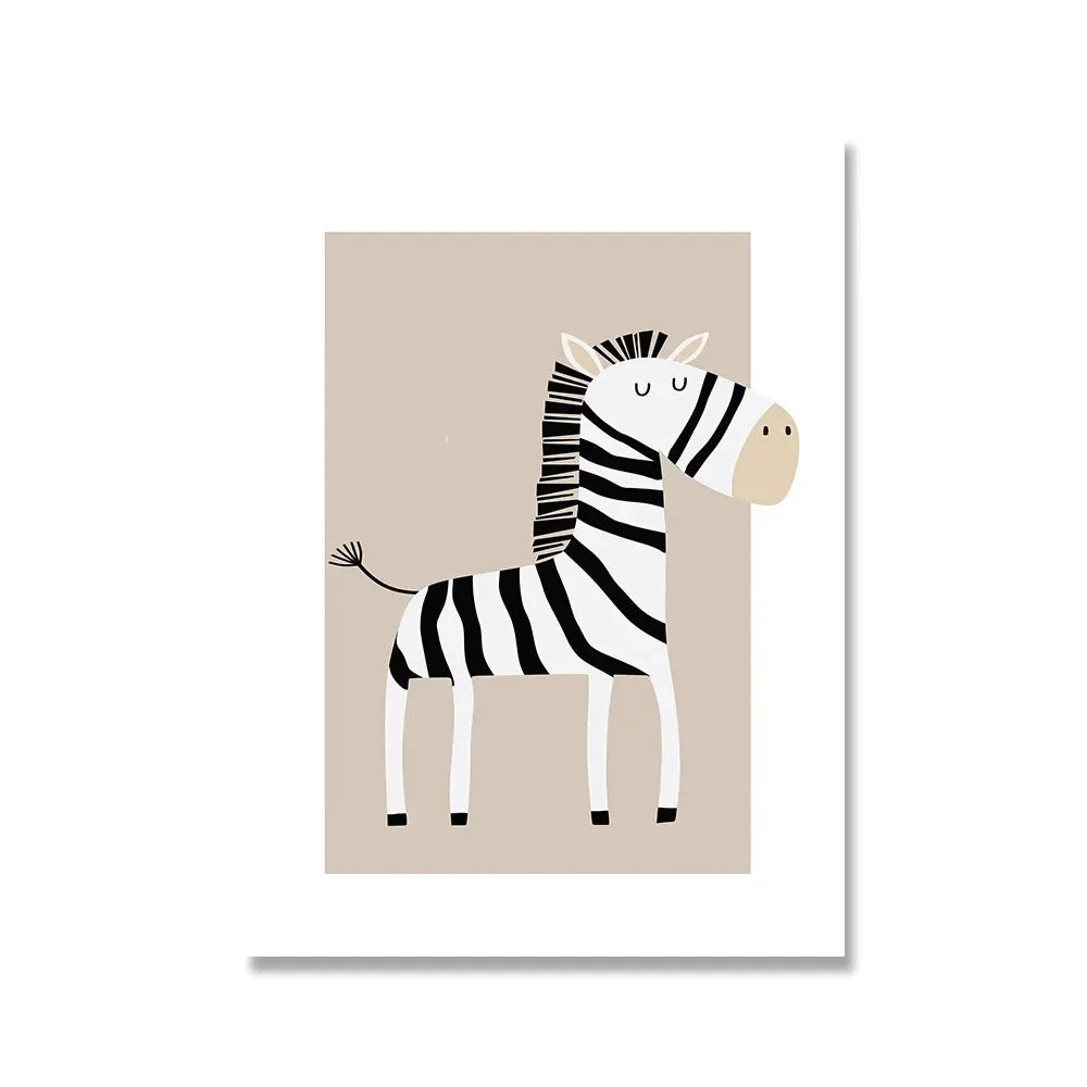 Nordic Cartoon Wildlife Canvas Wall Art | Kids Nursery Decor Canvas Wall Art Print Peaceful Pleasures Health and Wellness Picture 5 40x60cm Unframed