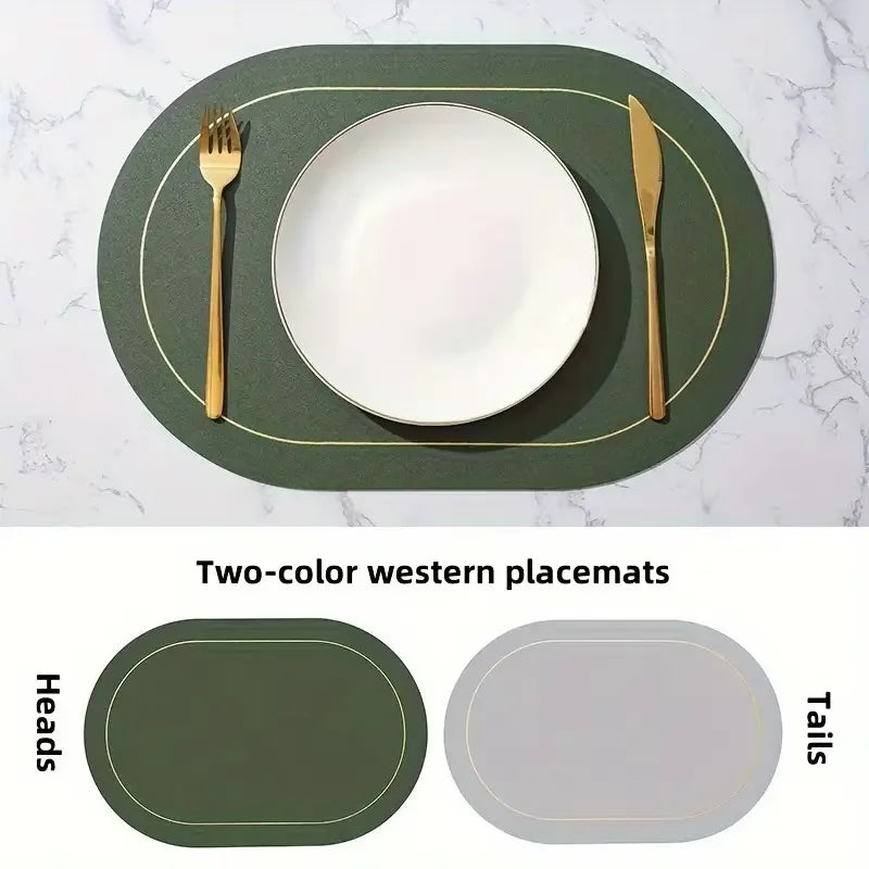 Leather Placemats – Heat Resistant, Waterproof & Washable Leather Placemats Peaceful Pleasures Health and Wellness 1pc Green 1PCS 45x30CM