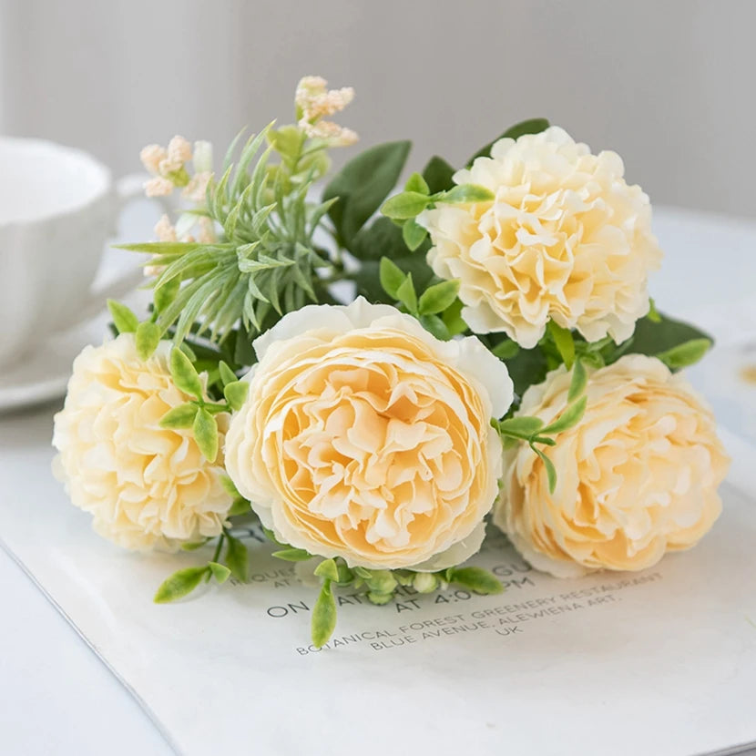 Artificial Silk Peony Chrysanthemum Bouquet | Wedding & Home Decor