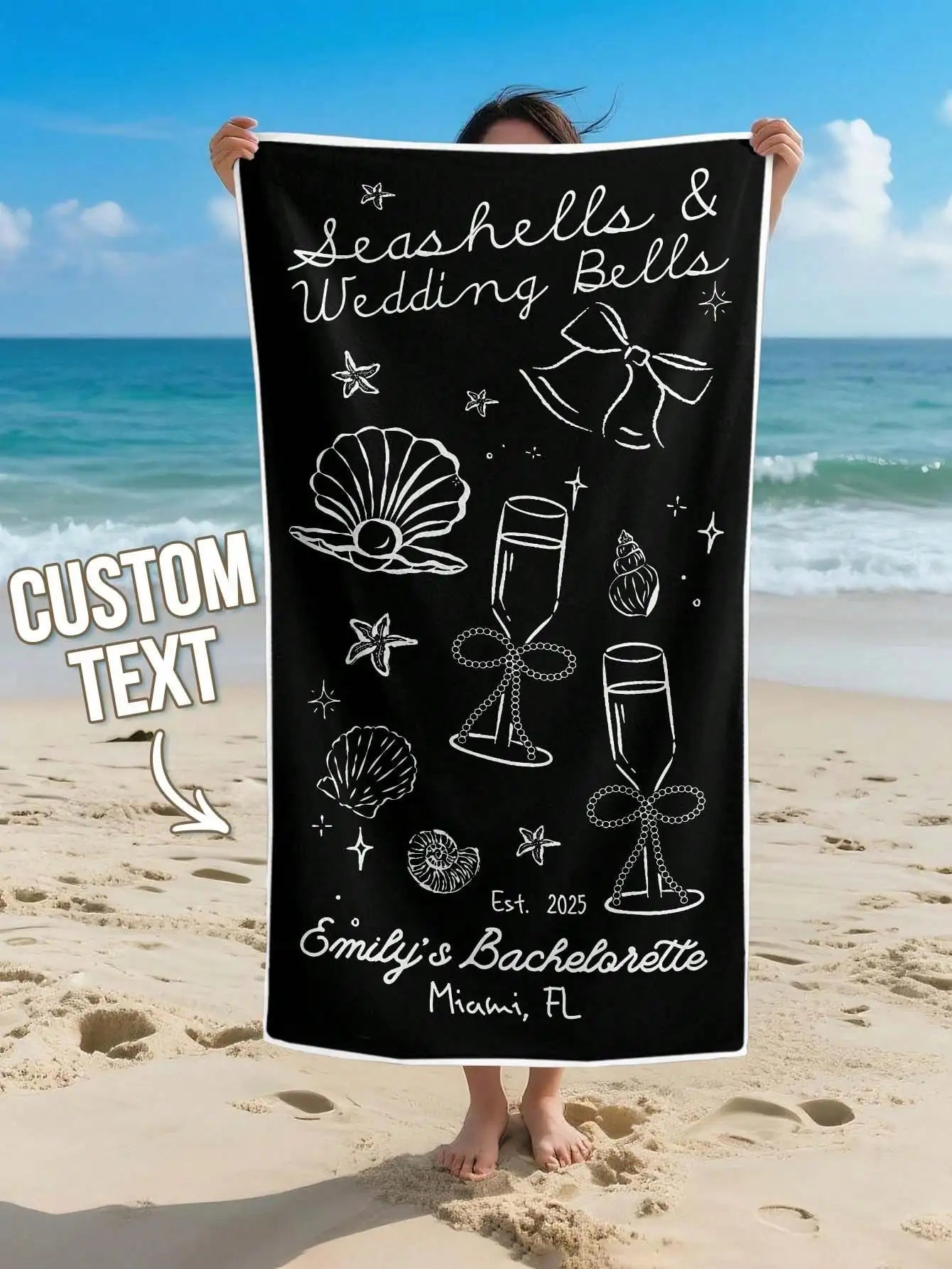 Personalized Name Beach Towel | Custom Pool & Travel Gift Personalized Beach Towel Peaceful Pleasures Health and Wellness Black 80x130cm