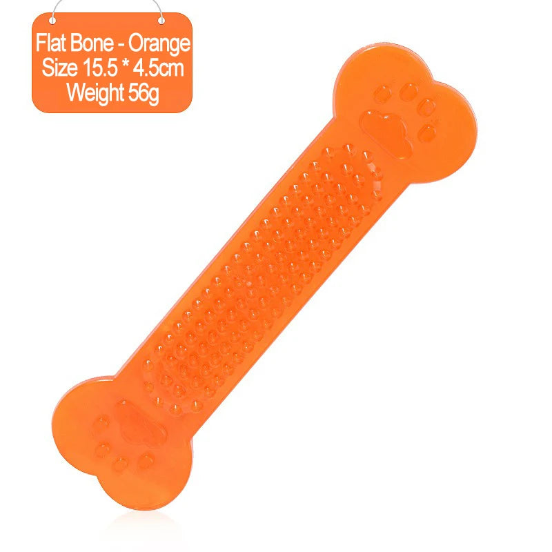 Indestructible Rubber Bone Chew Toy & Toothbrush for Dogs