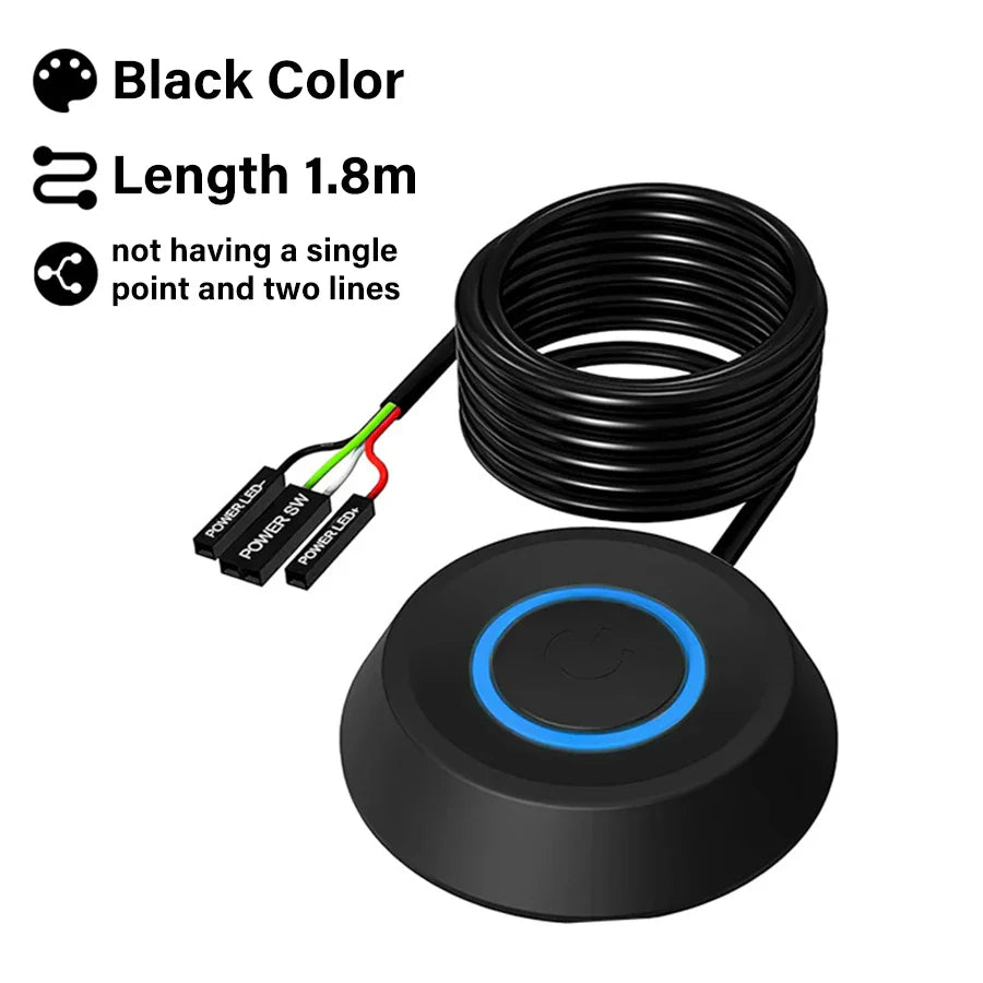 PC External Power Button Switch – 1.8M LED Extension Cable