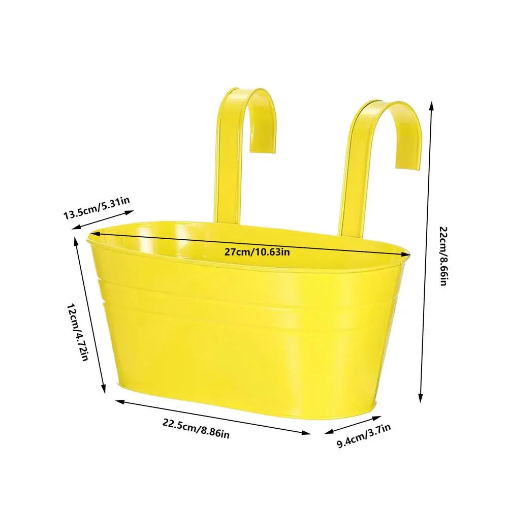 Metal Hanging Flower Pots | Balcony Railing Planter for Fence