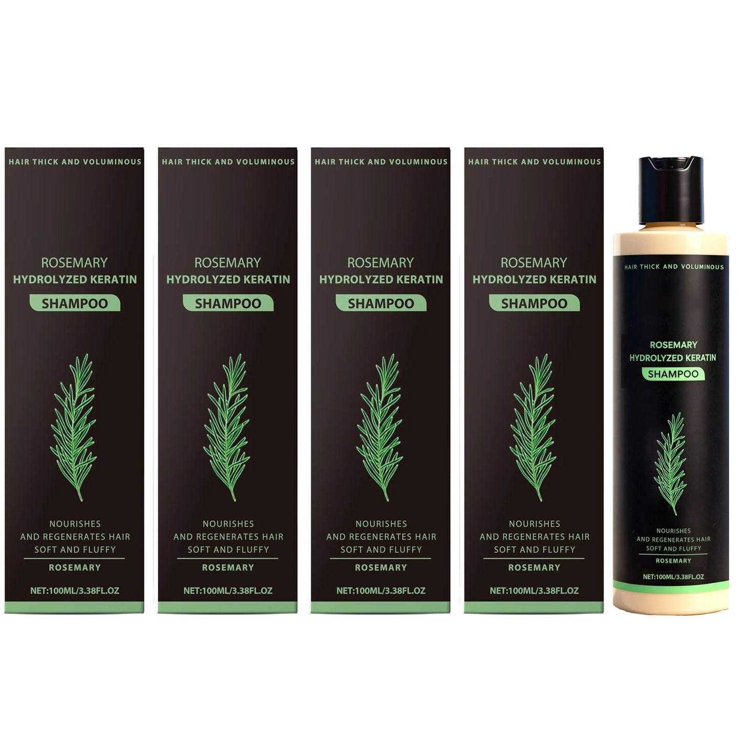 Rosemary Volumizing Shampoo Repair Hair Roots Soothing Scalp Promote Hair Growth Control Oil Reduce Odor Moisturizing Shampoo Peaceful Pleasures Health and Wellness 4 x 100ml Boxed
