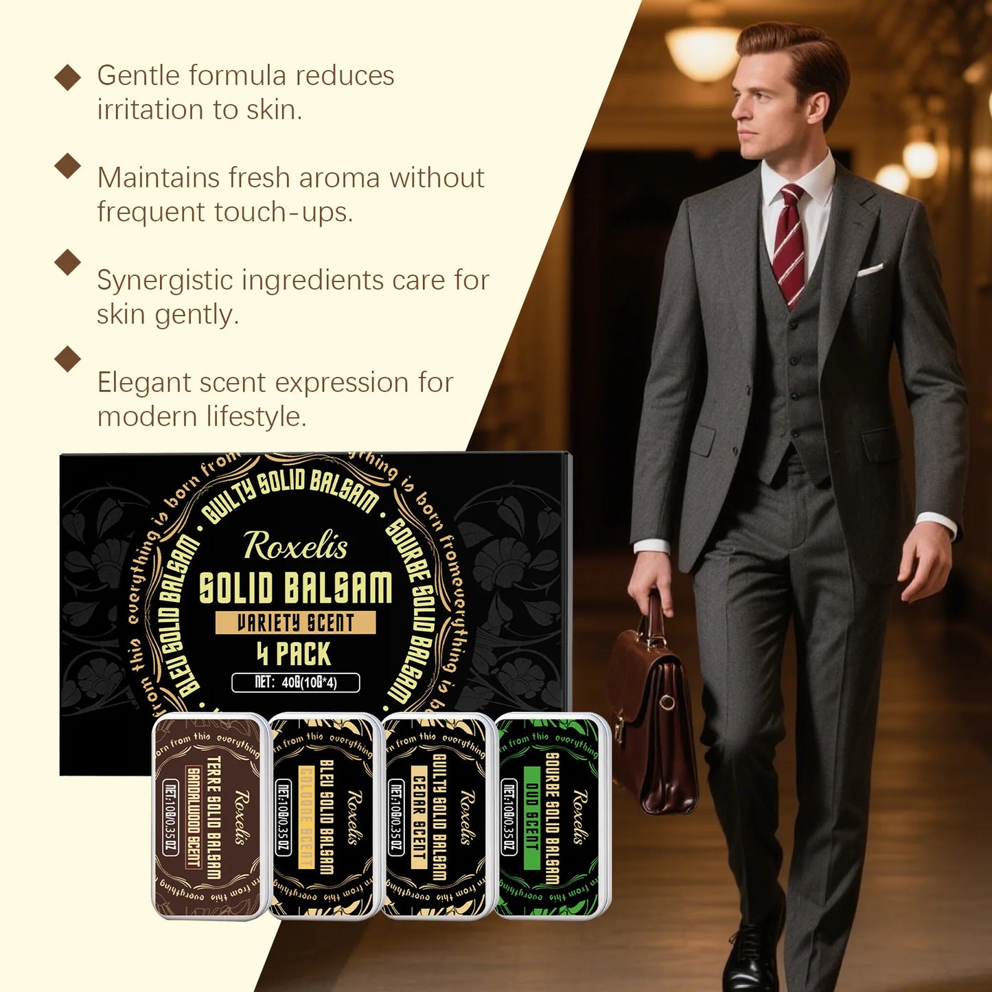 Roxelis Solid Perfume Set – Fresh Long-Lasting Men's Fragrance