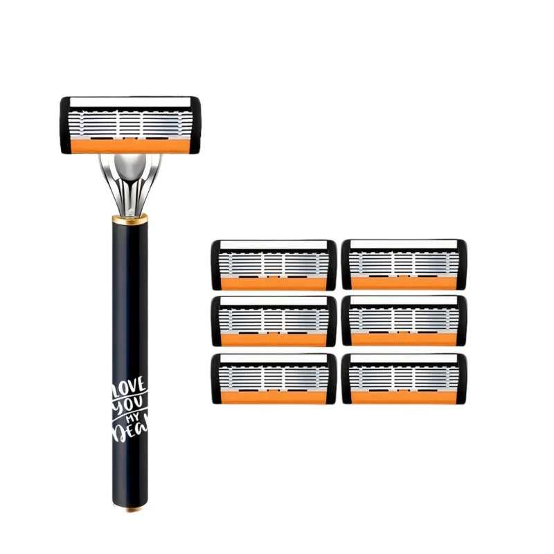 6-Blade Manual Razor for Men | Portable Travel Shaver