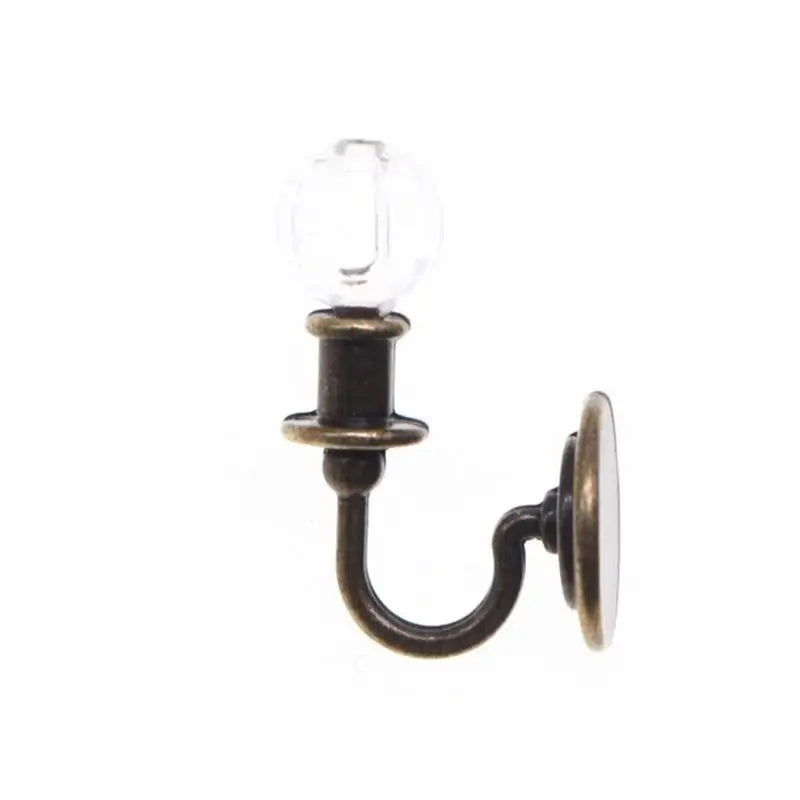 1/12 Miniature Dollhouse Wall Lamp | Metal & Crystal Shade
