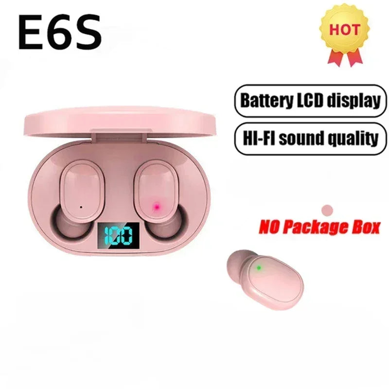 E6S Wireless Bluetooth Headset TWS Bluetooth Headset Wireless Headset Noise-Canceling Headset with Microphone Peaceful Pleasures Health and Wellness pink Other