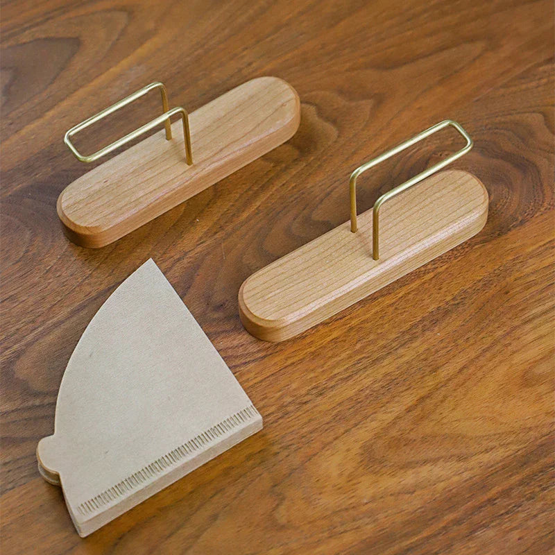 Wooden Coffee Filter Holder Fan Shape Stand | Barista Organizer Coffee Filter Holder Peaceful Pleasures Health and Wellness