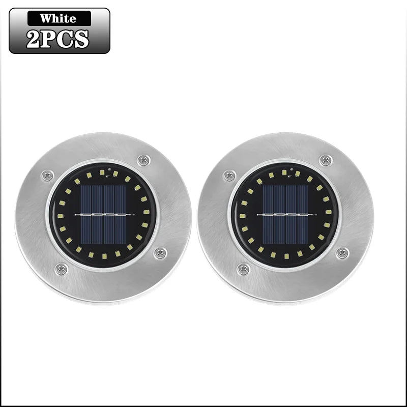 Solar In-Ground Disk Lights – 20 LED Waterproof Landscape Set