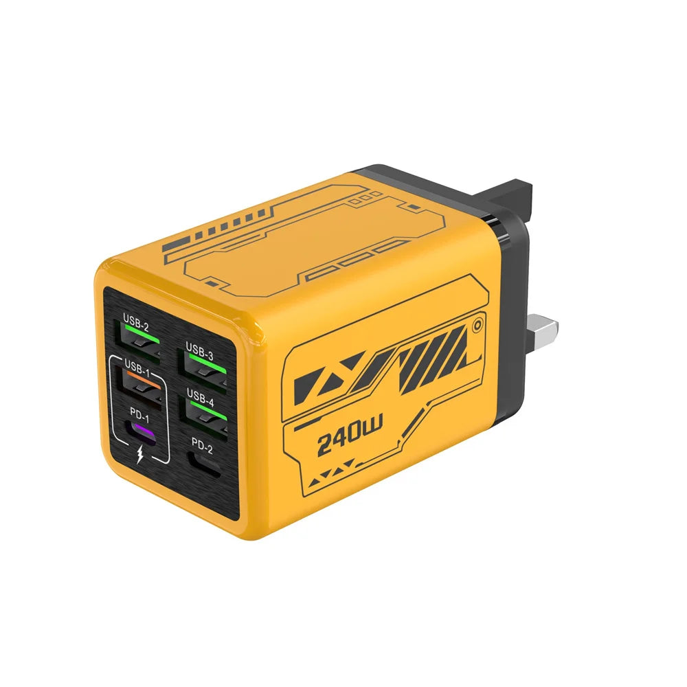 6-Port 240W USB-C PD Fast Charger | Quick Charge 3.0 Wall Adapter