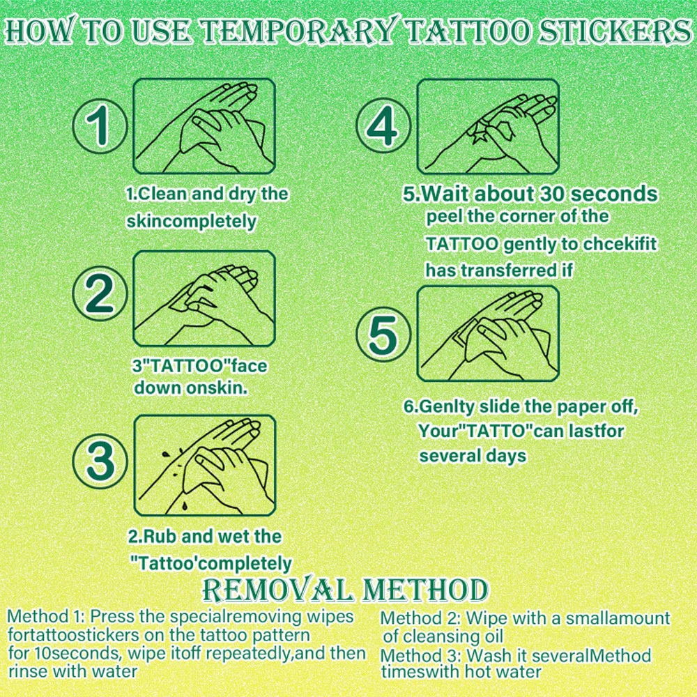 54-Piece Temporary Tattoo Stickers – Fun Designs for Kids & Adults