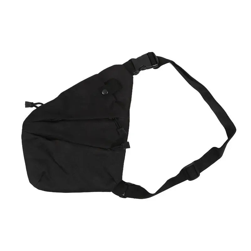 Outdoor Cycling Crossbody Bag Multi Functional Tactical Chest Bag Mountaineering Army Fans Chest Hanging Bag Men's Shoulder Bag Peaceful Pleasures Health and Wellness Black (right)