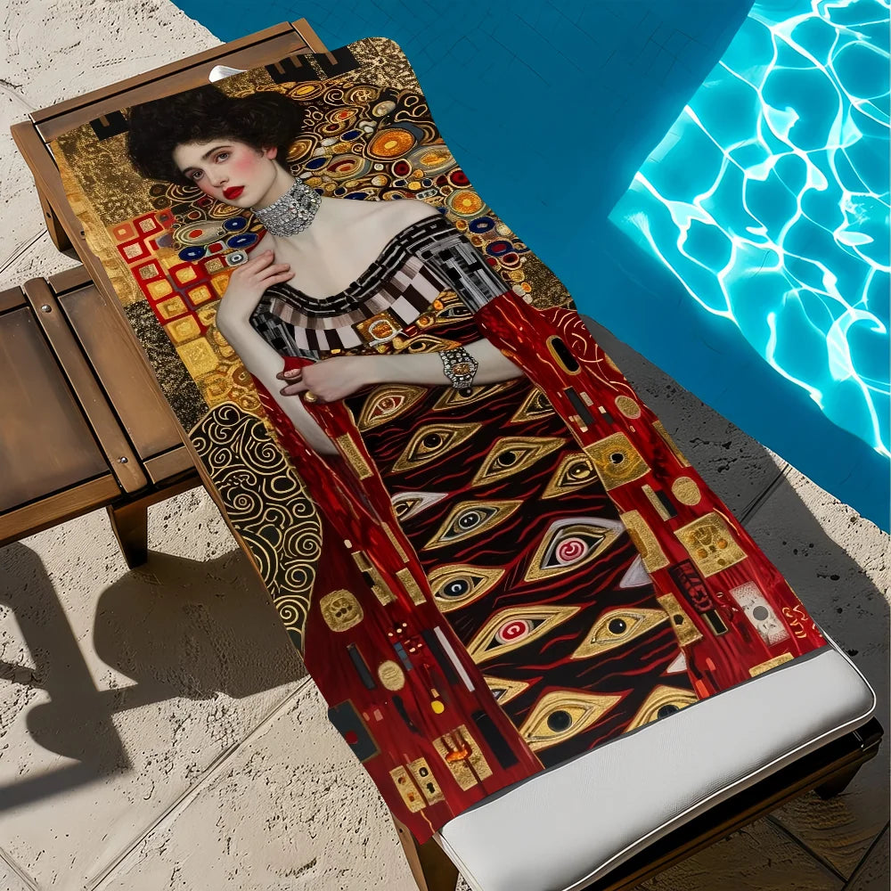 Gustav Klimt Art Quick-Dry Beach Towel | Pool Travel Gym Quick-Dry Beach Towel Peaceful Pleasures Health and Wellness z3 STJ40x70CM