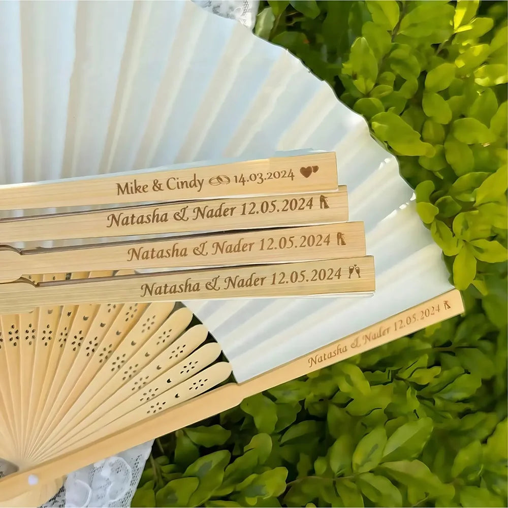 Custom Wooden Hand Fan | Wedding & Bachelorette Party Favor
