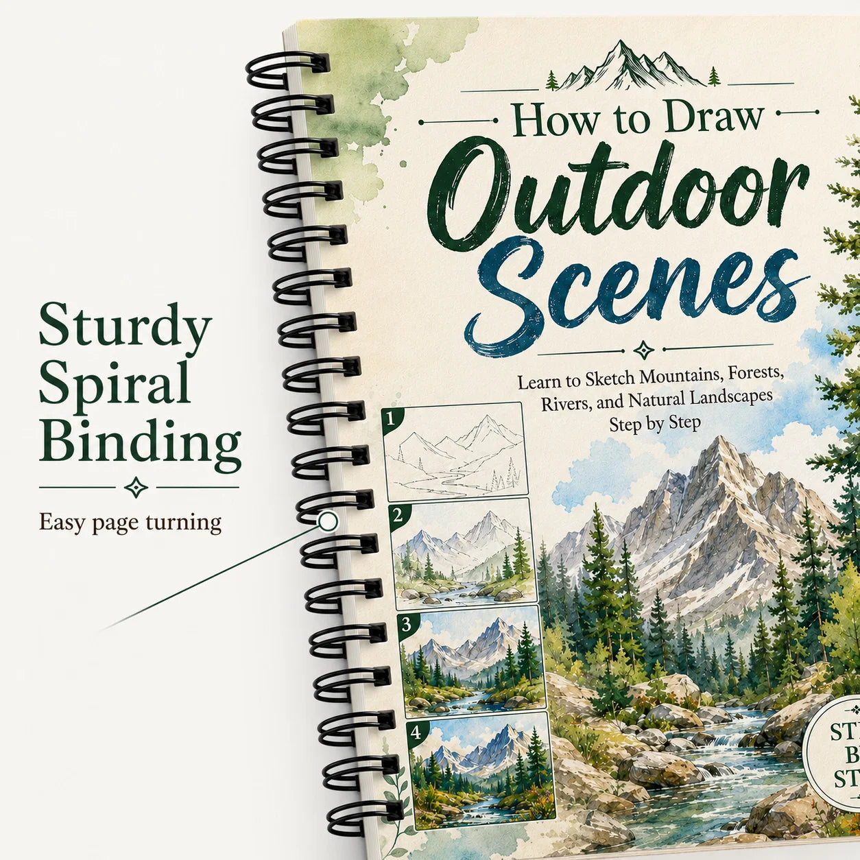 How Draw Outdoor Scenes A5 Spiral Drawing Book Mountain Forest River