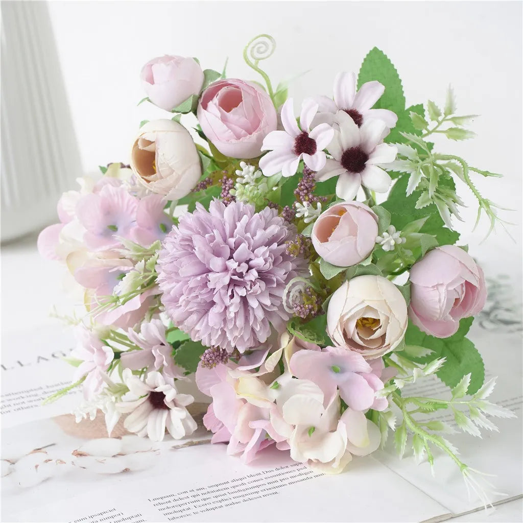 Artificial Silk Hydrangea Peony Bouquet – Wedding & Home Decor