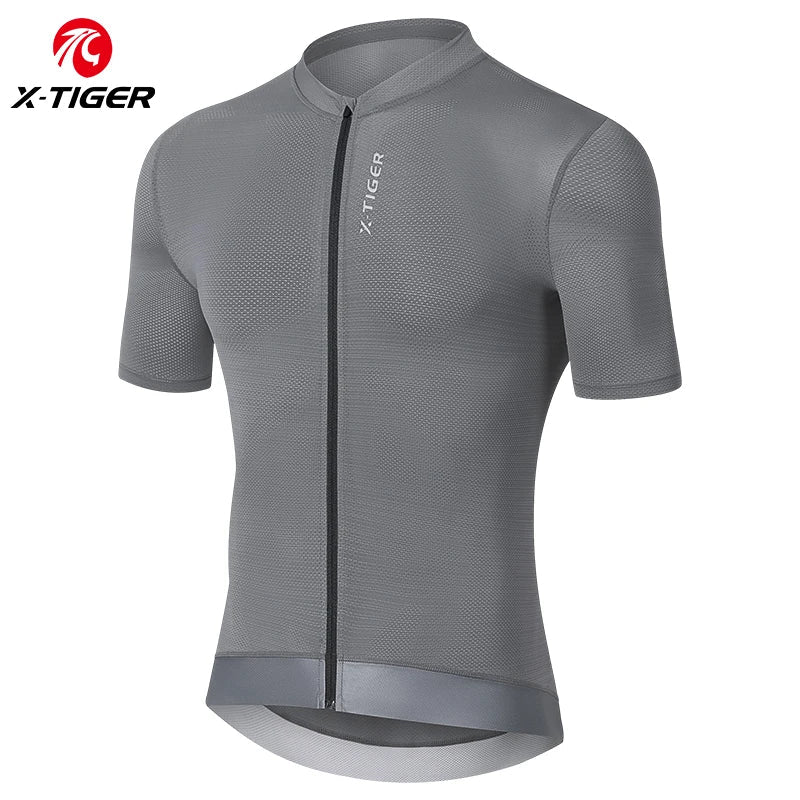 X-TIGER Men's Short Sleeve Cycling Jersey | Full Zip & Pockets