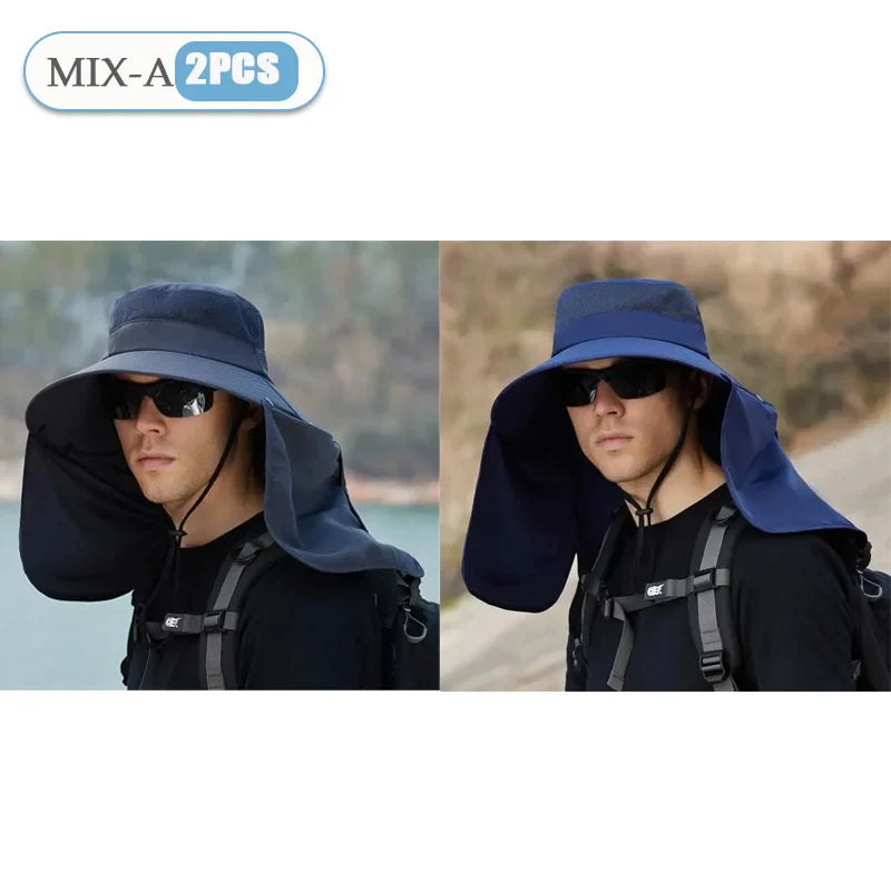 Men's Wide Brim Sun Hat with Neck Flap | UV Protection