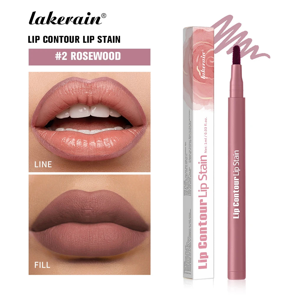 Waterproof 2 In 1 Lip Stain And Liner Pen Long Lasting Smudge Proof Kiss Proof Transfer Resistant 8 Colors Makeup Lip Pencil Peaceful Pleasures Health and Wellness 2Rosewood