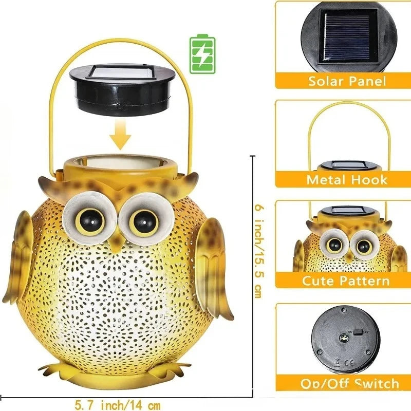 Solar Owl Garden Stake Light | Hollow Iron Projection Lamp Solar Garden Stake Light Peaceful Pleasures Health and Wellness