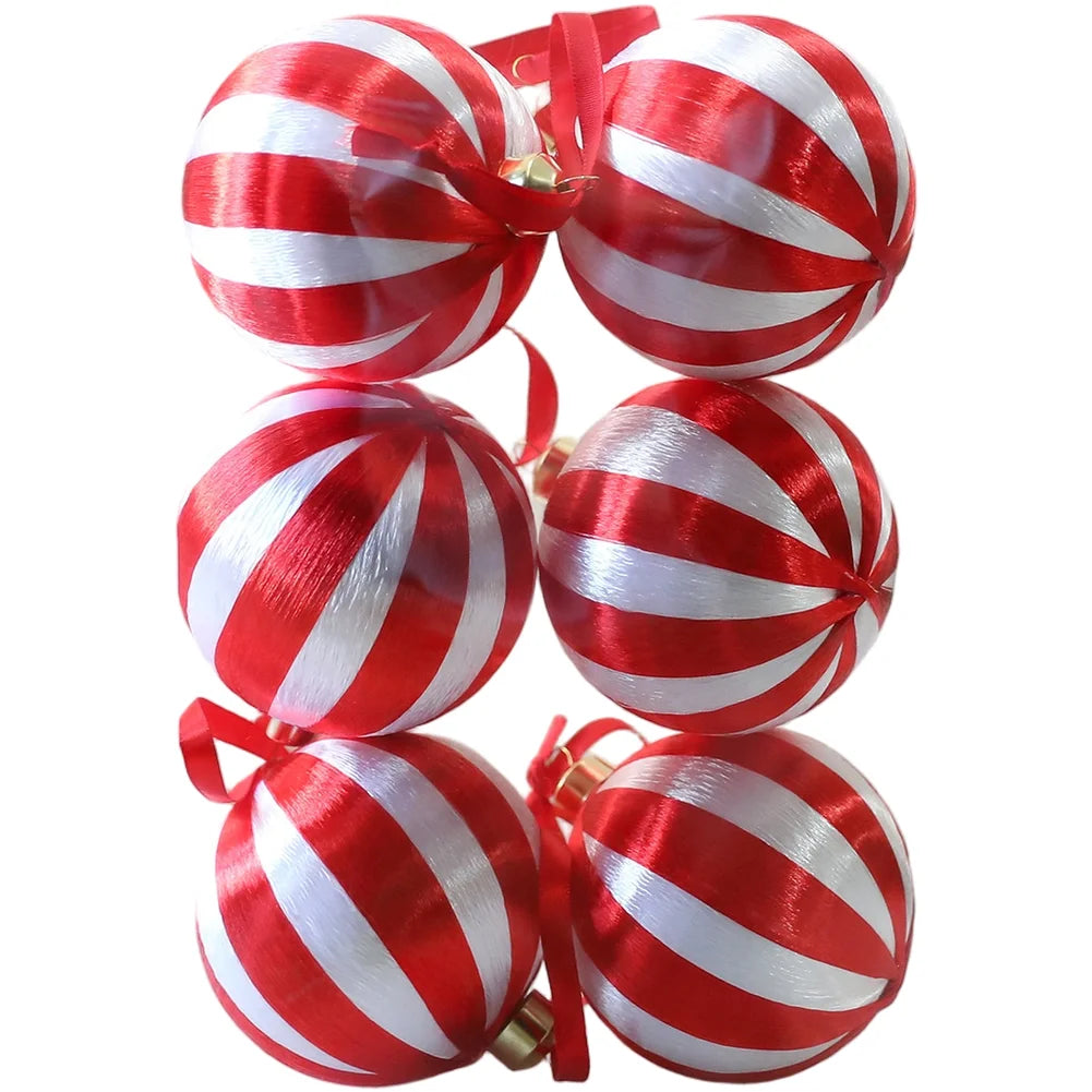 Christmas Tree Ornaments DIY Wrapping Ball Decoration Red Green White