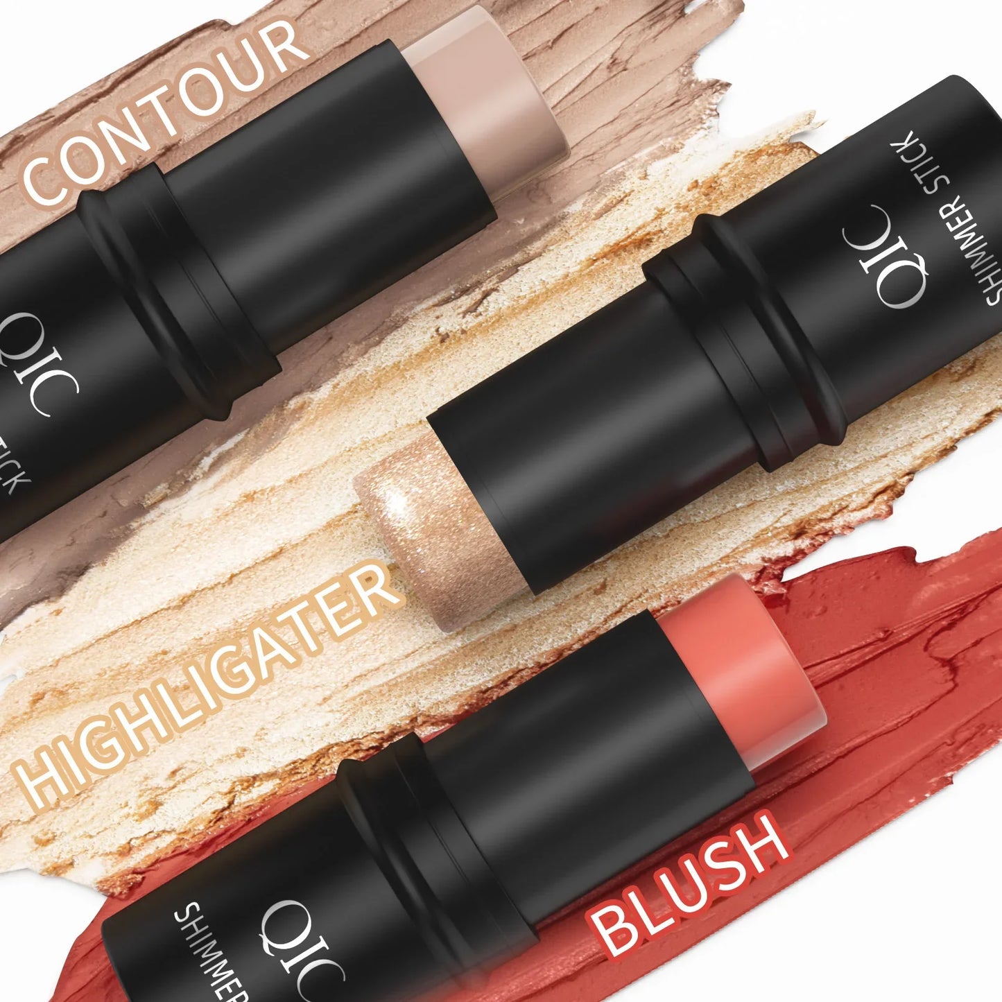 QIC 3-Piece Cream Contour Set – Contour, Highlight & Blush