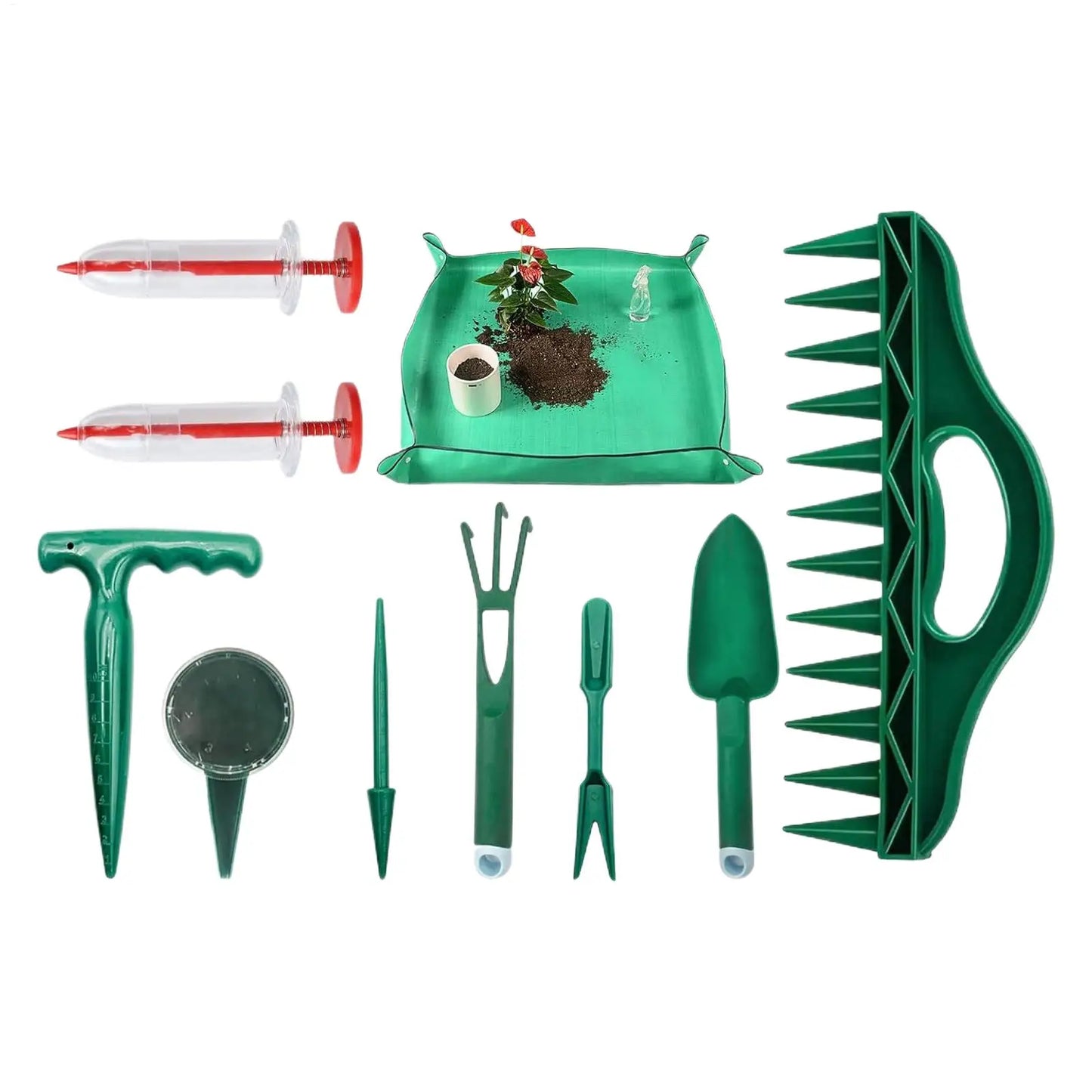 10pcs/set Garden Hand Tools Sowing Dispenser Set Plant Repotting Mat for Planting Seedling Vegetable Tomato Pepper Flower Lawn Peaceful Pleasures Health and Wellness