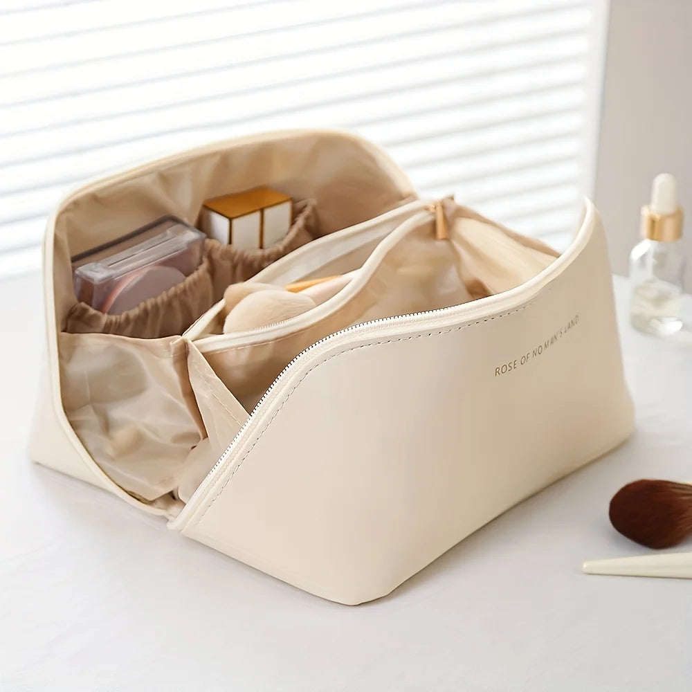 Large Travel Makeup Organizer Bag | Zippered Cosmetic Pouch