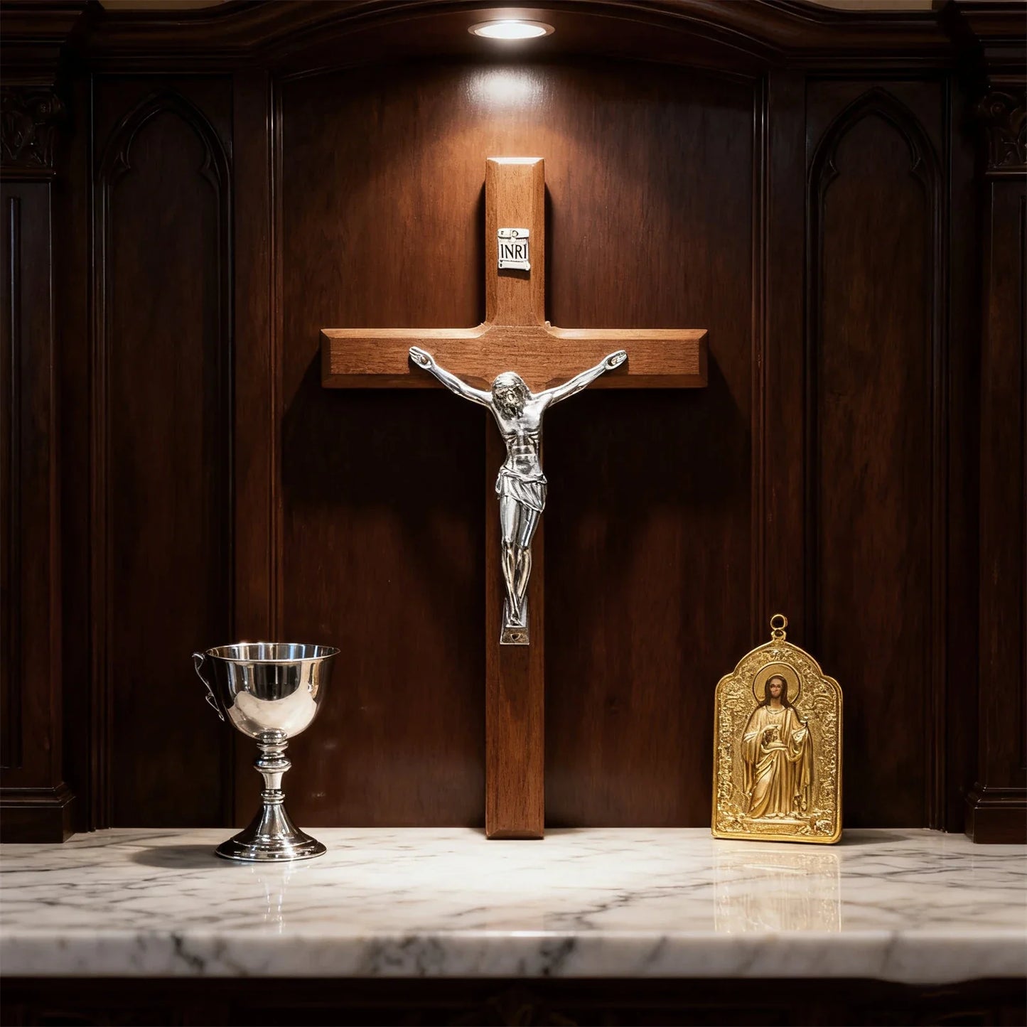 7.8" Hand Carved Wooden Cross – Wall Hanging & Table Decor