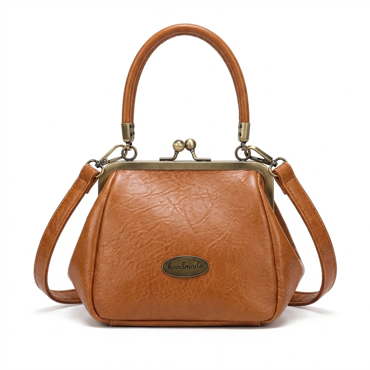 Women Mini Crossbody Bag Retro Solid Color Single Shoulder Bag Lightweight Small Purse For Daily Use Peaceful Pleasures Health and Wellness Golden brown