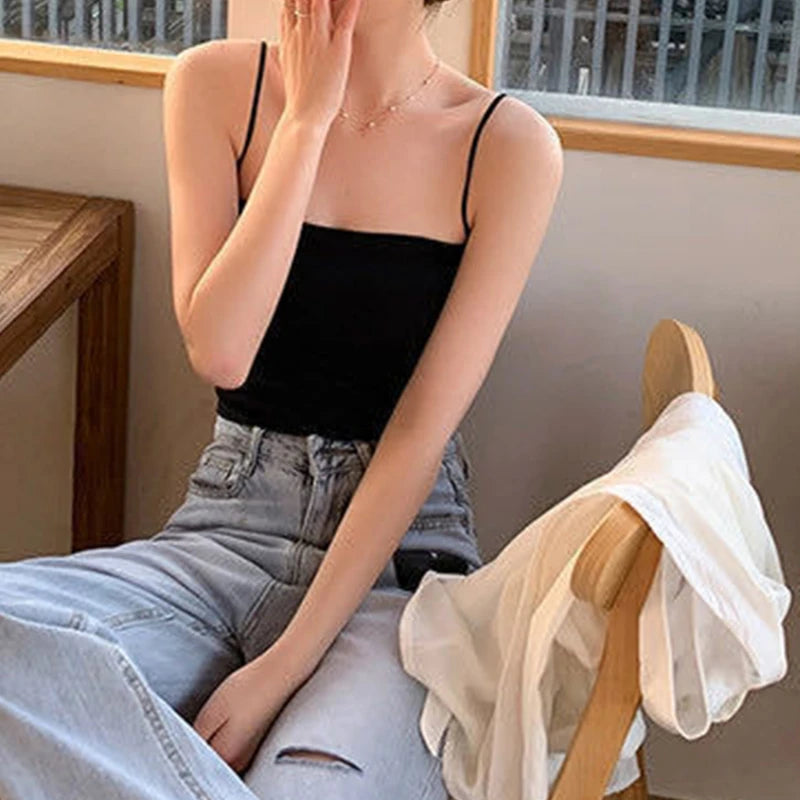 Women Solid Color Suspender Breast Wrapped One-piece Breast Pad Strapless for Ladies Beautiful Back Bottom Layer Inner Vest Peaceful Pleasures Health and Wellness black One Size