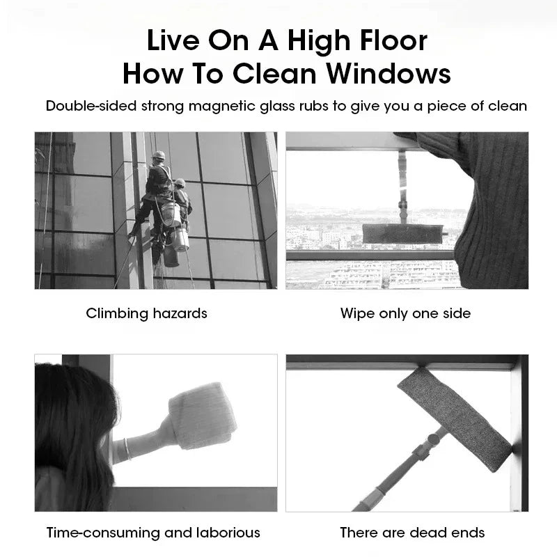 2025 Powerful Dual Sided Magnetic Window Cleaner for Home High Efficiency Glass Cleaning Durable Reusable Clean Cotton Peaceful Pleasures Health and Wellness