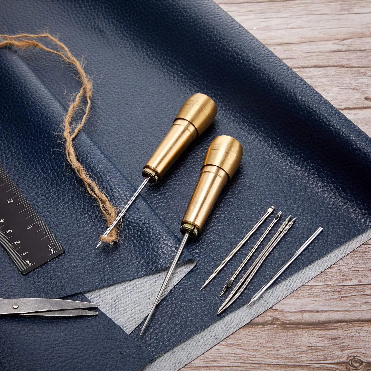 Copper Handle Leather Sewing Special Shoe Repair Tool Awl Handle Replaceable Head Hook Straight Hook Artifact Copper Handlel Peaceful Pleasures Health and Wellness