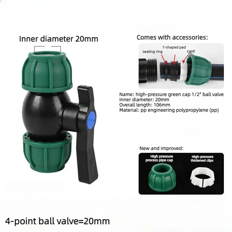 PE Ball Valve Quick Connector – 1/2", 3/4" & 1" Irrigation Valve